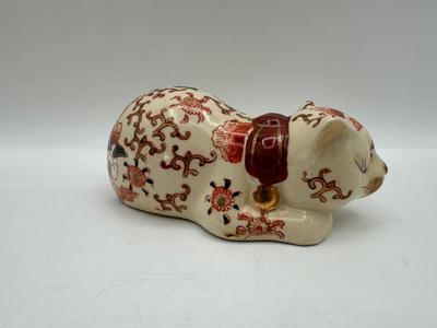 Vintage Takahashi San Francisco Japan Hand Painted Sleeping Cat Gold Figurine