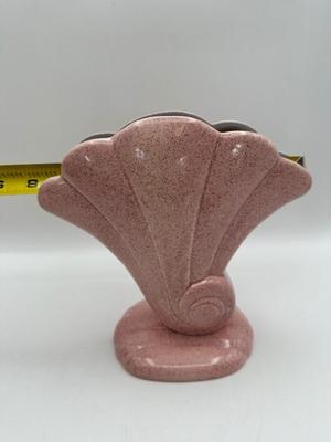 Vintage Red Wing Speckled Pink Shell Ceramic Vase USA #892 7.5"