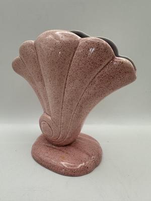 Vintage Red Wing Speckled Pink Shell Ceramic Vase USA #892 7.5"