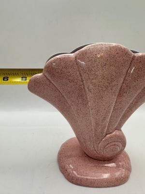 Vintage Red Wing Speckled Pink Shell Ceramic Vase USA #892 7.5"