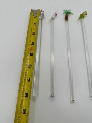 Set of (4) Glass Cocktail Swizzle Sticks