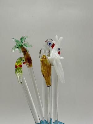 Set of (4) Glass Cocktail Swizzle Sticks