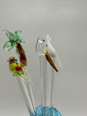 Set of (4) Glass Cocktail Swizzle Sticks