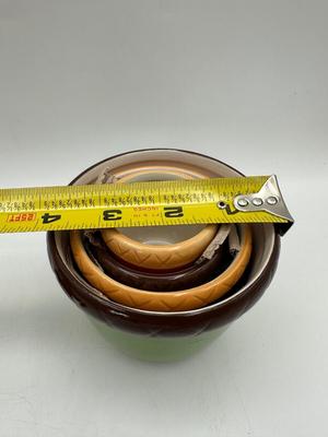 Pier 1 Ceramic Acorn Nesting Measuring Cup Set Green/Brown Squirrel Top