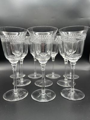 Vintage Wine Glasses with Polished Cut Laurel Pattern (11)