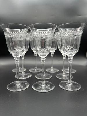 Vintage Wine Glasses with Polished Cut Laurel Pattern (11)