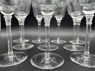 Vintage Wine Glasses with Polished Cut Laurel Pattern (11)