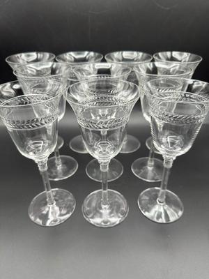Vintage Wine Glasses with Polished Cut Laurel Pattern (11)