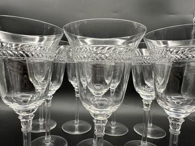 Vintage Wine Glasses with Polished Cut Laurel Pattern (11)