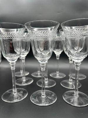 Vintage Wine Glasses with Polished Cut Laurel Pattern (11)