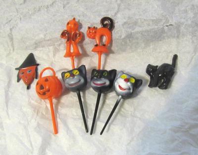 Older Halloween Hard Plastic Cupcake Picks
