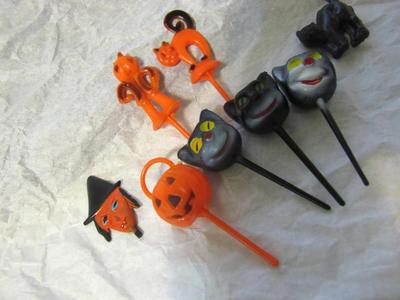 Older Halloween Hard Plastic Cupcake Picks