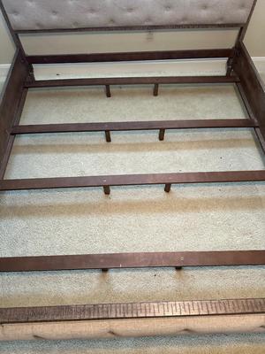 Gray Upholstered Tufted King Bed Frame