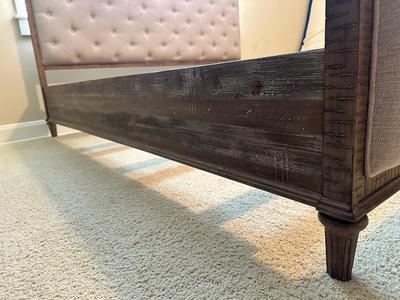Gray Upholstered Tufted King Bed Frame