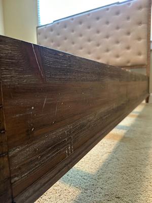 Gray Upholstered Tufted King Bed Frame