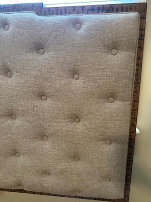 Gray Upholstered Tufted King Bed Frame