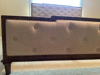 Gray Upholstered Tufted King Bed Frame