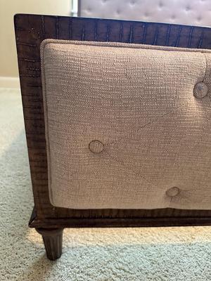Gray Upholstered Tufted King Bed Frame