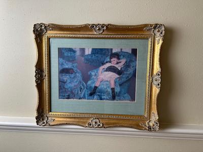 Framed Mary Cassatt Little Girl in Armchair Print