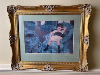 Framed Mary Cassatt Little Girl in Armchair Print