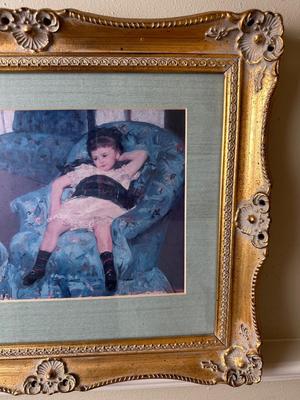 Framed Mary Cassatt Little Girl in Armchair Print