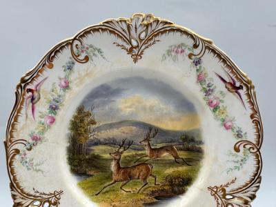 19th Century Porcelain WORCESTER/Dublin Animal Painted Plates (6)