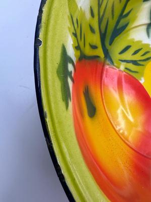 1960s Metal Enamelware Fruit Serving Bowl & (3) Platters