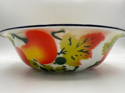 1960s Metal Enamelware Fruit Serving Bowl & (3) Platters