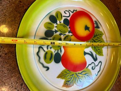 1960s Metal Enamelware Fruit Serving Bowl & (3) Platters