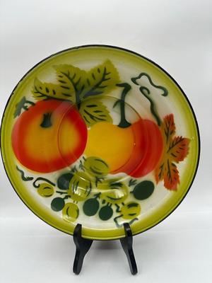 1960s Metal Enamelware Fruit Serving Bowl & (3) Platters