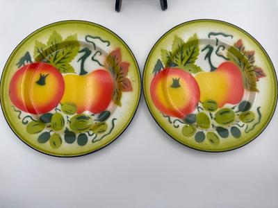 1960s Metal Enamelware Fruit Serving Bowl & (3) Platters