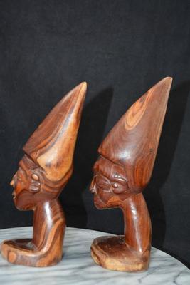 Redwood Hand Carved Tribal Statues 9.25”x8.5”