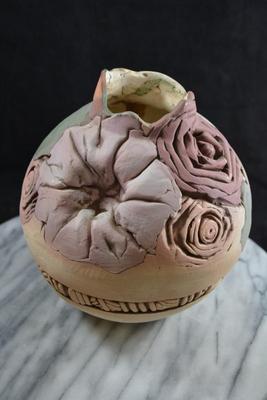 Vintage John Davis Sculpted Vase, Signed, ’98, 9”x7”x7”