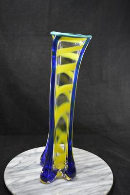 MCM Striped Layered Glass Vase 15”