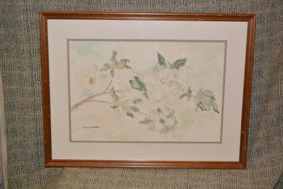 Framed & Matted Original Floral Watercolor by Margaret E.