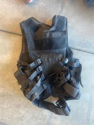 HUNTING/TACTICAL VEST AND A FEW DIFFERENT SETS OF HEARING PROTECTION