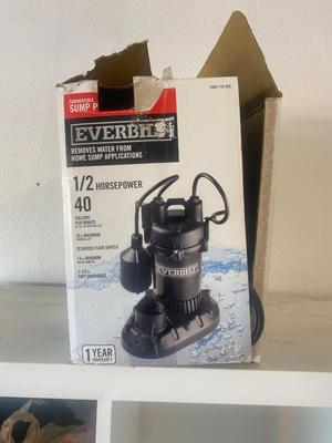NIB EVERBILT 1/2HP, 40 GPM SUMP PUMP
