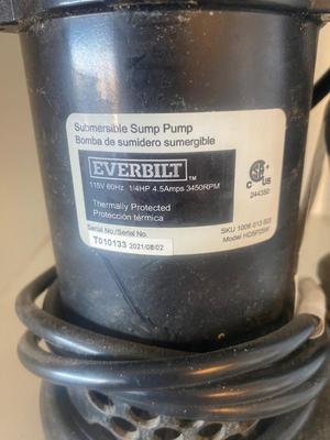 EVERBILT 1/4HP SUBMERSIBLE PUMP 3450RPM