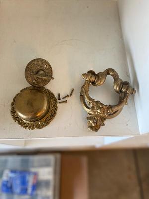 VINTAGE BRASS DOORBELL AND DOOR KNOCKER