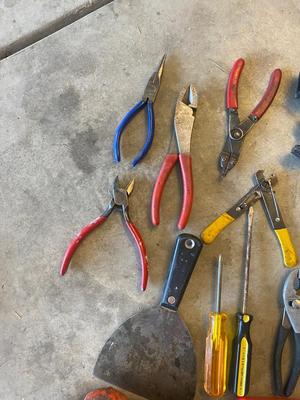 RIGID 24” PIPE WRENCH, COUNTER TOP PORTABLE VICE. MAINLY PLIER TYPE TOOLS &MORE