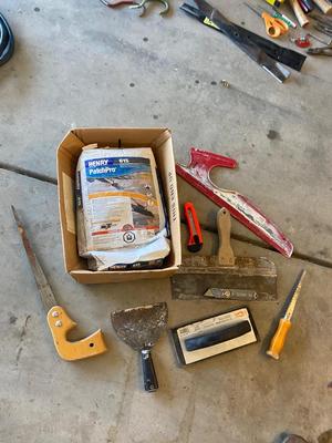 NEW BAG OF EXTERIOR CONCRETE PATCH AND OTHER TOOLS FOR THE TRADE