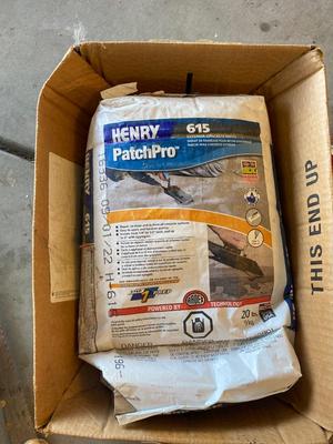 NEW BAG OF EXTERIOR CONCRETE PATCH AND OTHER TOOLS FOR THE TRADE