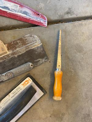 NEW BAG OF EXTERIOR CONCRETE PATCH AND OTHER TOOLS FOR THE TRADE