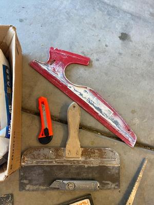 NEW BAG OF EXTERIOR CONCRETE PATCH AND OTHER TOOLS FOR THE TRADE