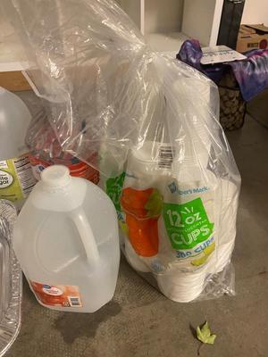 DISTILLED WATER, WHITE VINEGAR, DISPOSABLE PANS & CUPS