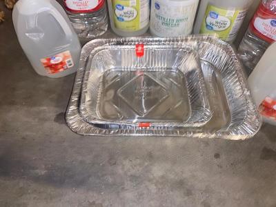 DISTILLED WATER, WHITE VINEGAR, DISPOSABLE PANS & CUPS