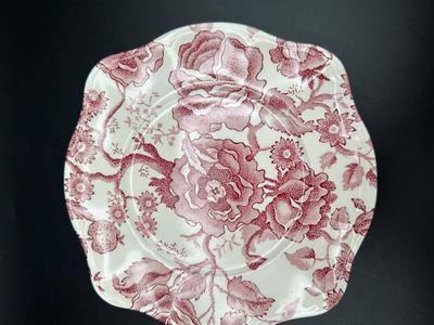 JOHNSON BROTHERS English Chippendale Pink Cross Plates and Cups