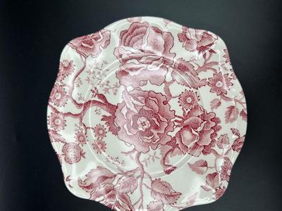JOHNSON BROTHERS English Chippendale Pink Cross Plates and Cups