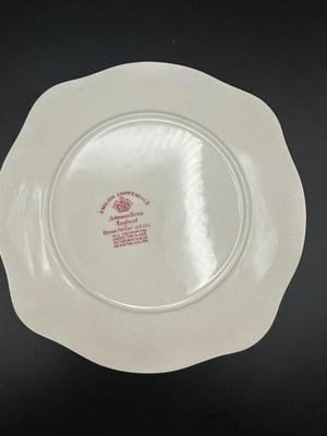 JOHNSON BROTHERS English Chippendale Pink Cross Plates and Cups