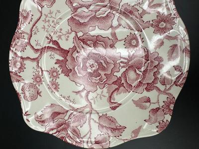 JOHNSON BROTHERS English Chippendale Pink Cross Plates and Cups